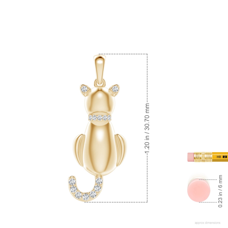 1.4mm GVS2 Classic Diamond Cat Pendant in 18K Yellow Gold ruler