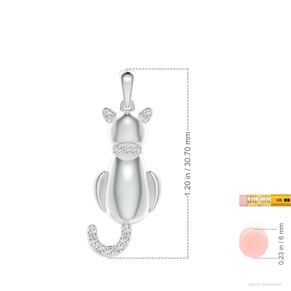 1.4mm GVS2 Classic Diamond Cat Pendant in S999 Silver ruler