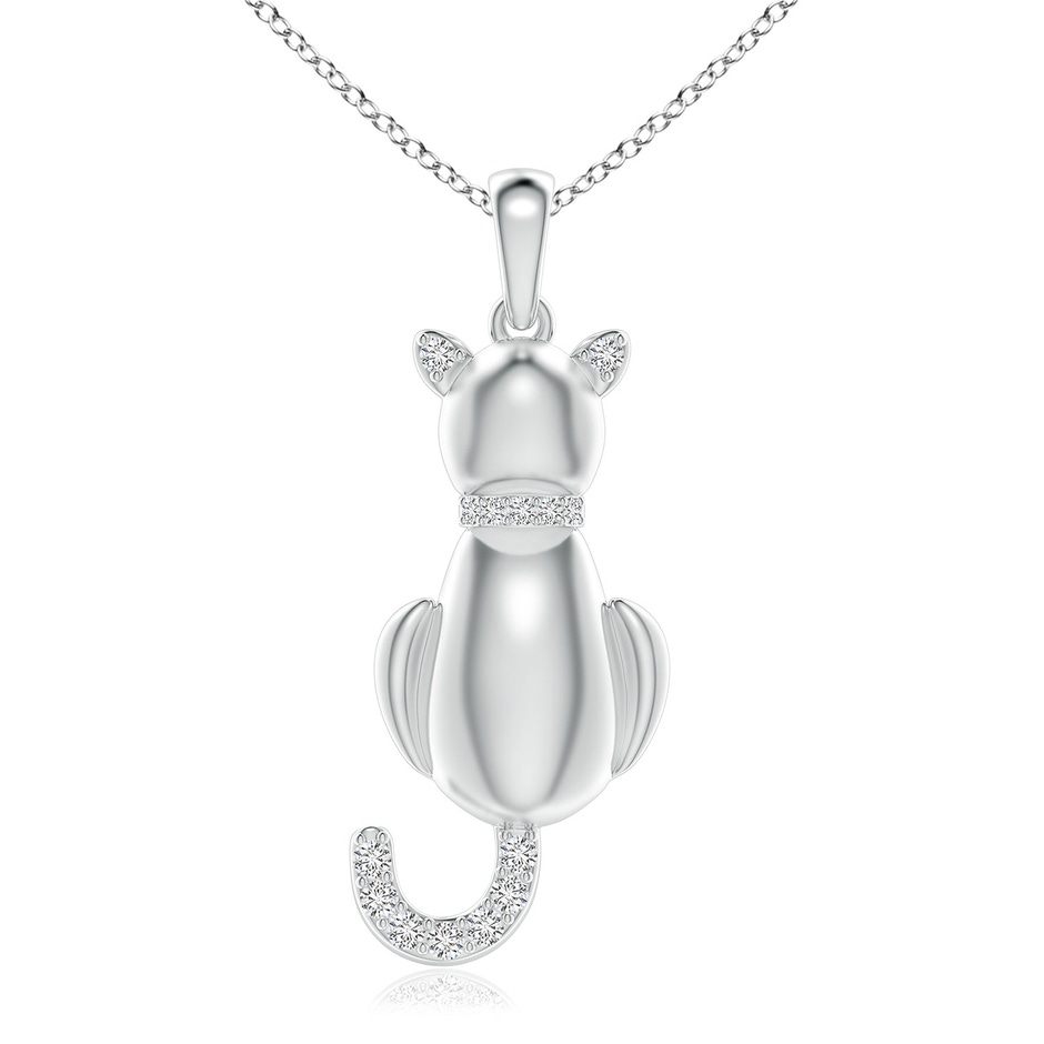 1.4mm HSI2 Classic Diamond Cat Pendant in White Gold 