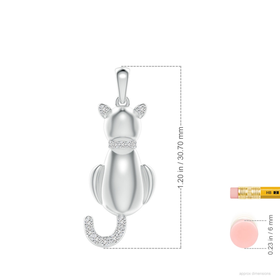 1.4mm HSI2 Classic Diamond Cat Pendant in White Gold ruler