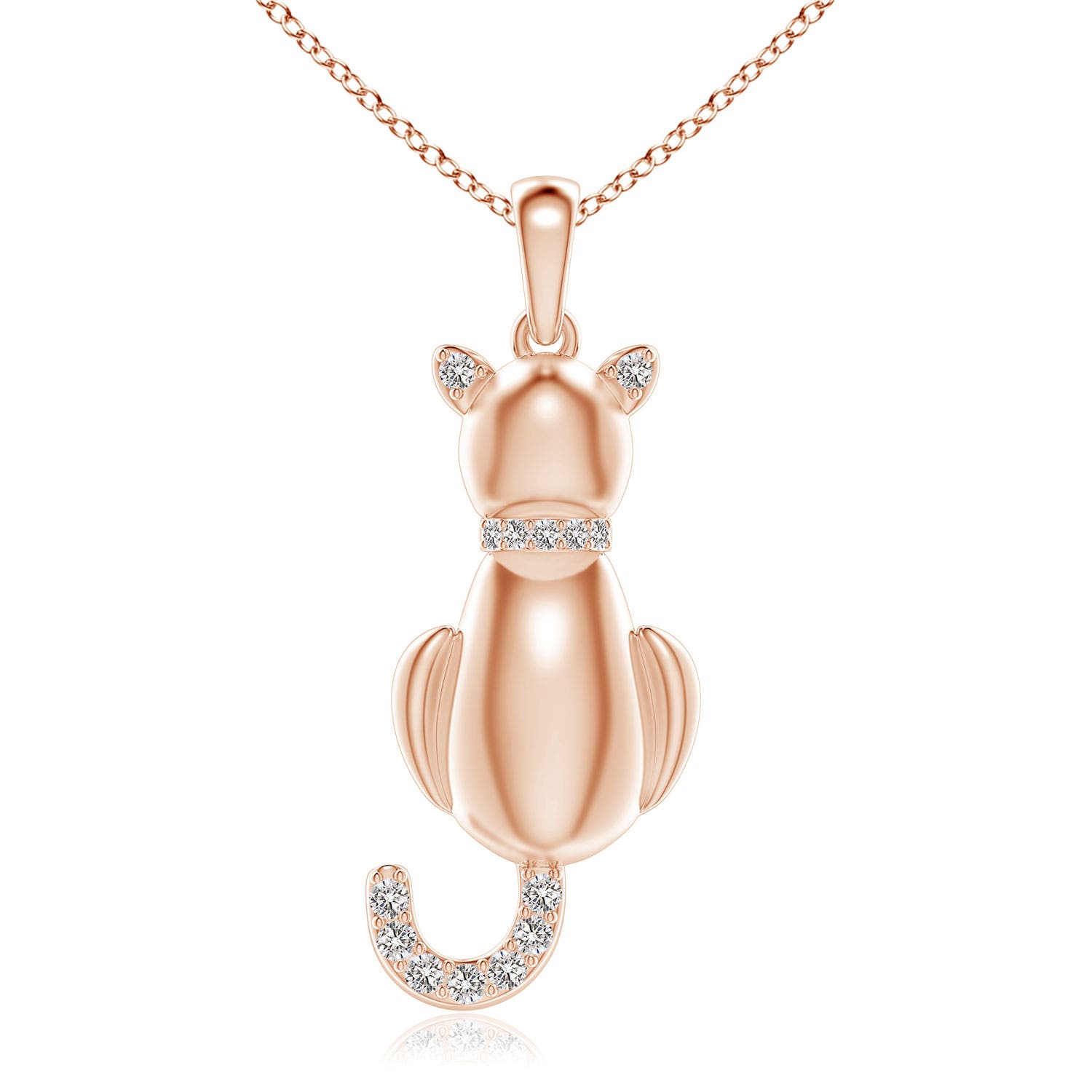 1.4mm IJI1I2 Classic Diamond Cat Pendant in 18K Rose Gold