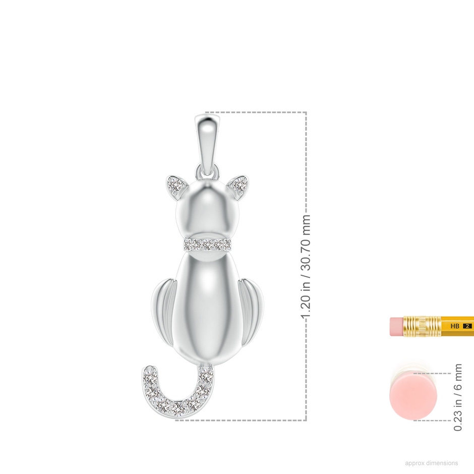 1.4mm IJI1I2 Classic Diamond Cat Pendant in S999 Silver ruler