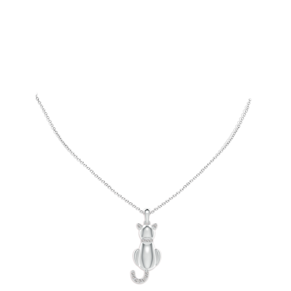 1.4mm IJI1I2 Classic Diamond Cat Pendant in S999 Silver pen