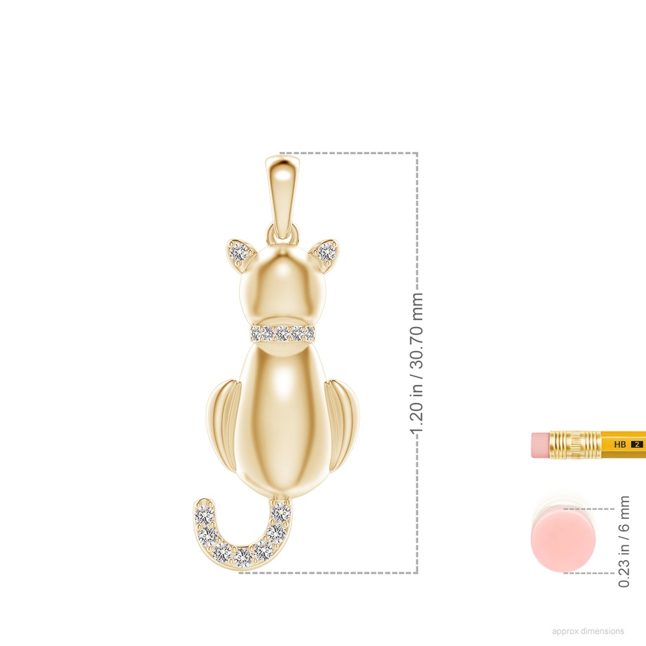 1.4mm IJI1I2 Classic Diamond Cat Pendant in Yellow Gold ruler