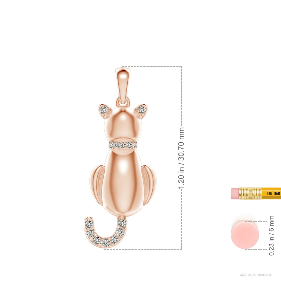 1.4mm KI3 Classic Diamond Cat Pendant in 18K Rose Gold ruler