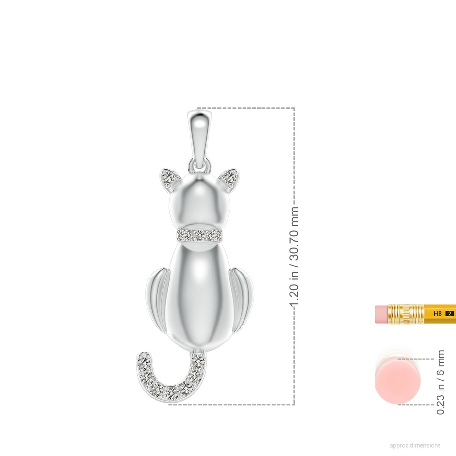 1.4mm KI3 Classic Diamond Cat Pendant in S999 Silver ruler