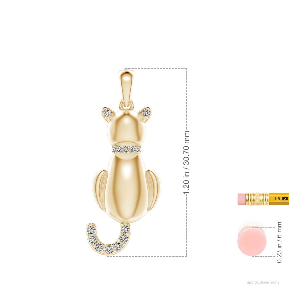 1.4mm KI3 Classic Diamond Cat Pendant in Yellow Gold ruler