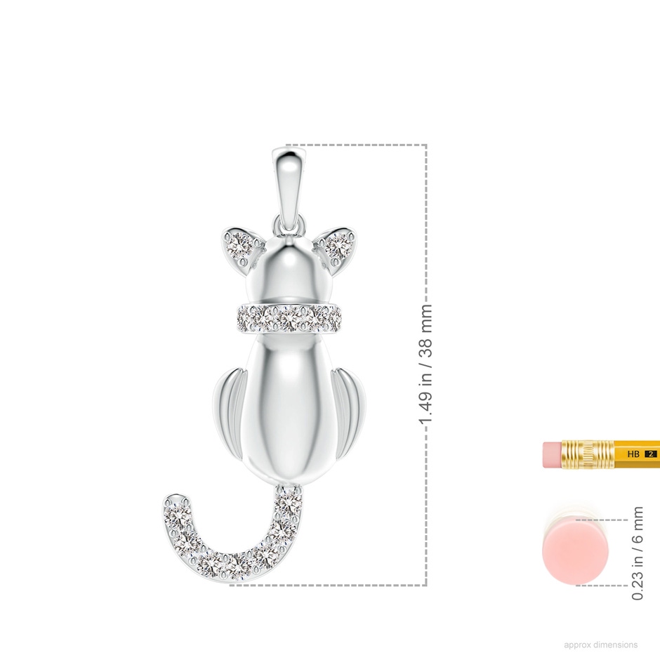 2.3mm IJI1I2 Classic Diamond Cat Pendant in S999 Silver ruler