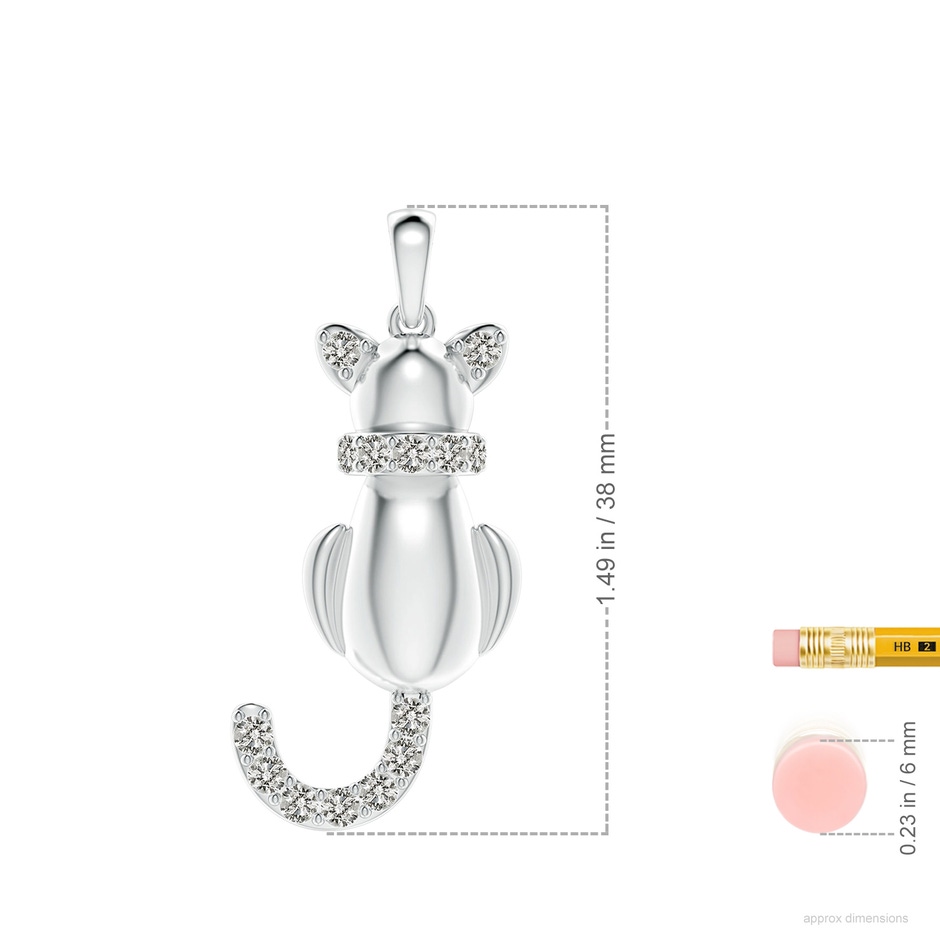 2.3mm KI3 Classic Diamond Cat Pendant in S999 Silver ruler