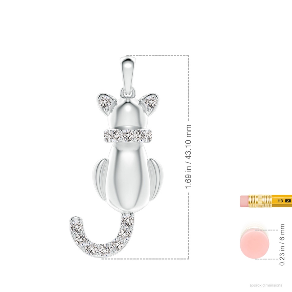 2.6mm IJI1I2 Classic Diamond Cat Pendant in S999 Silver ruler