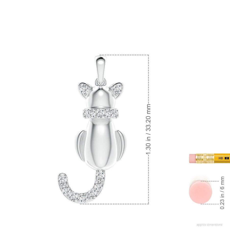 2mm GVS2 Classic Diamond Cat Pendant in S999 Silver ruler