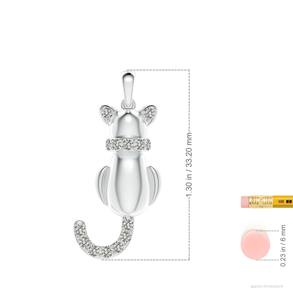 2mm KI3 Classic Diamond Cat Pendant in S999 Silver ruler
