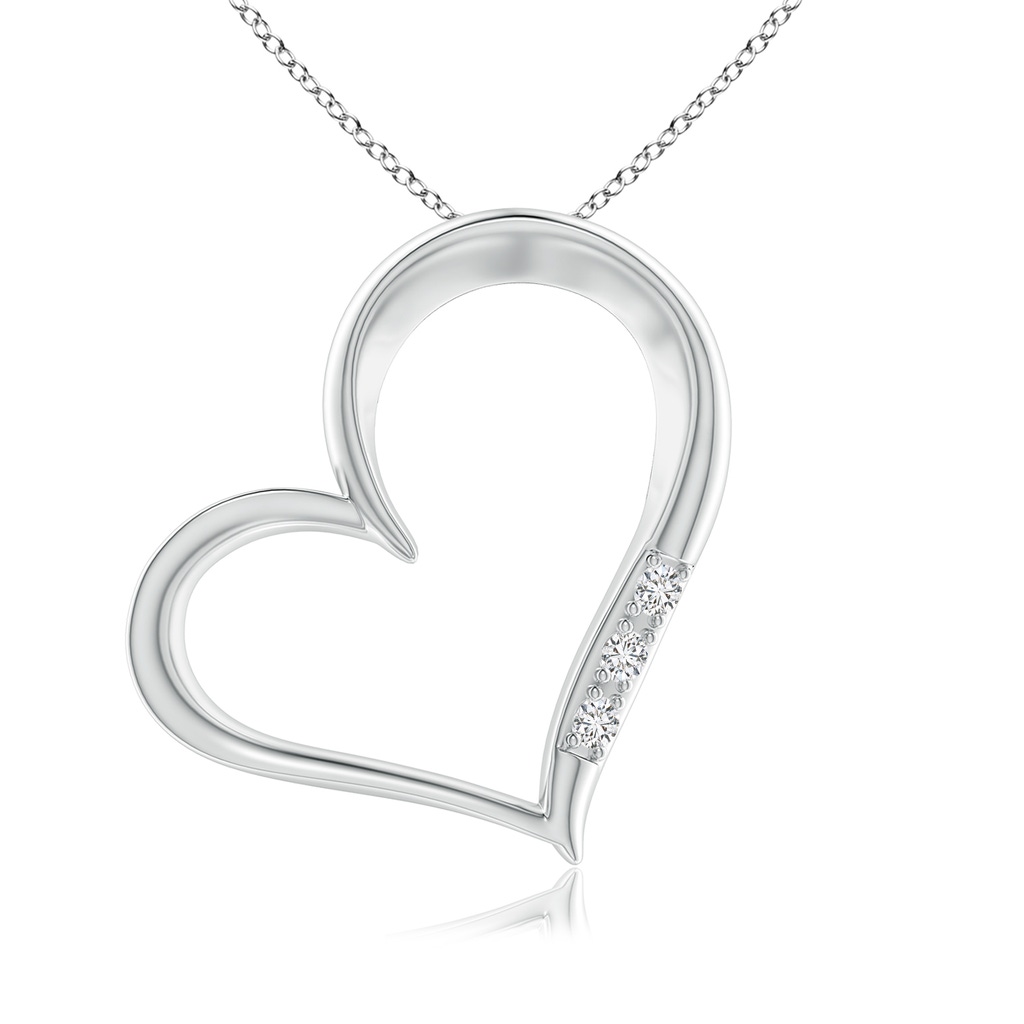 2.3mm HSI2 Diamond Tilted Heart Pendant in White Gold 