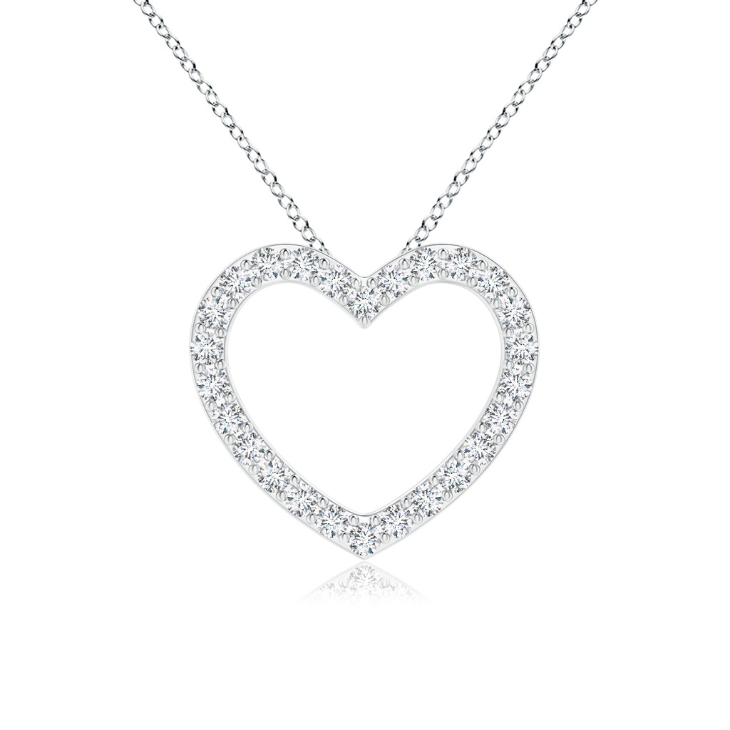 0.9mm GVS2 Prong-Set Diamond Open Heart Pendant in 18K White Gold