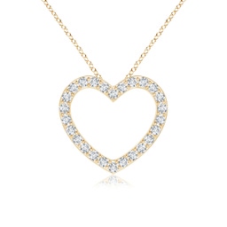 0.9mm GVS2 Prong-Set Diamond Open Heart Pendant in Yellow Gold