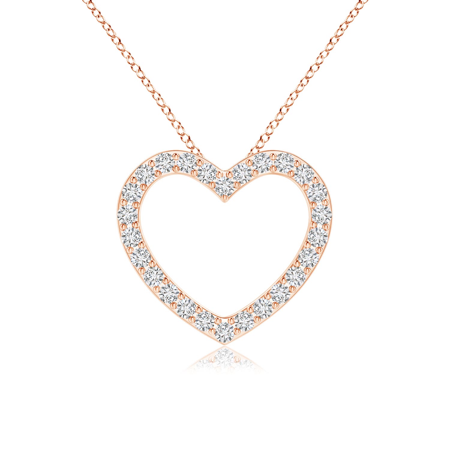 0.9mm HSI2 Prong-Set Diamond Open Heart Pendant in 18K Rose Gold