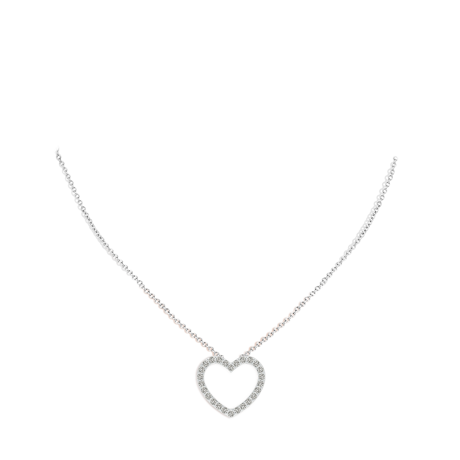0.9mm KI3 Prong-Set Diamond Open Heart Pendant in 18K White Gold pen