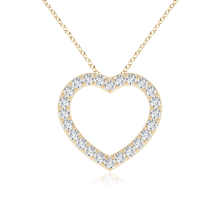 1.9mm GVS2 Prong-Set Diamond Open Heart Pendant in Yellow Gold 