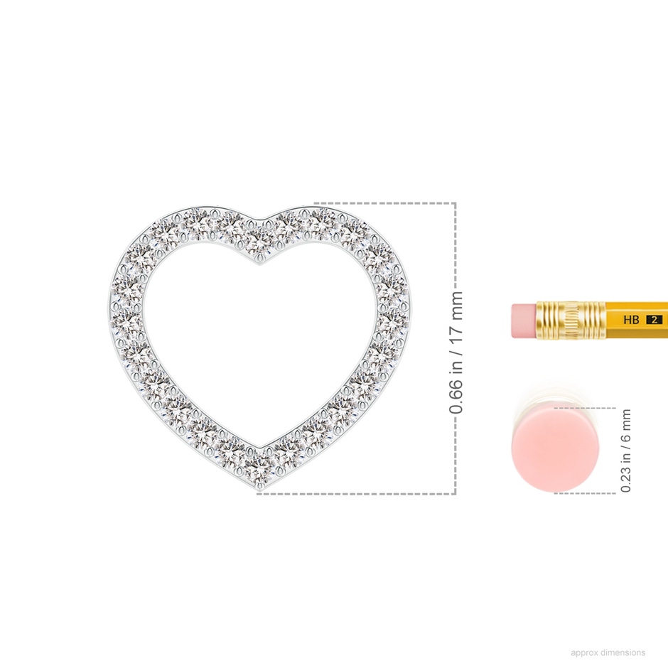 1.9mm IJI1I2 Prong-Set Diamond Open Heart Pendant in White Gold ruler