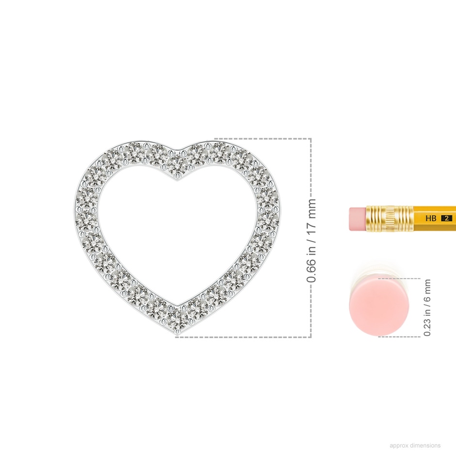 1.9mm KI3 Prong-Set Diamond Open Heart Pendant in White Gold ruler
