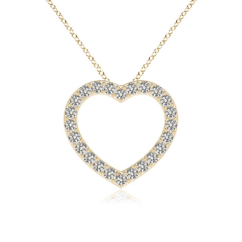 1.9mm KI3 Prong-Set Diamond Open Heart Pendant in Yellow Gold 