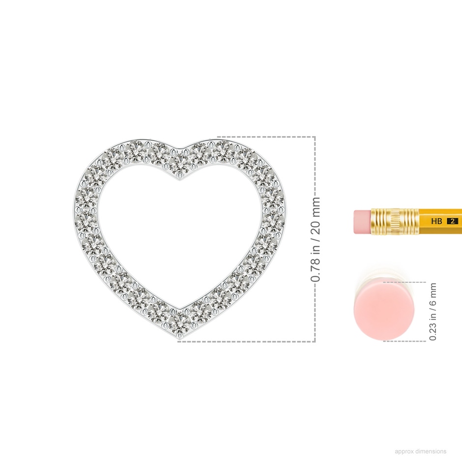 2.2mm KI3 Prong-Set Diamond Open Heart Pendant in S999 Silver ruler