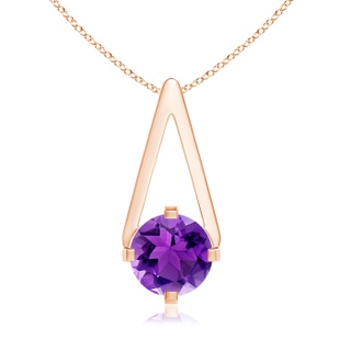 6mm AAA Flat Prong-Set Solitaire Amethyst Triangular Pendant in Rose Gold
