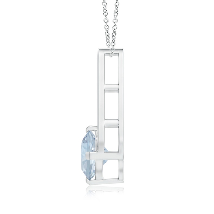 6mm A Flat Prong-Set Solitaire Aquamarine Triangular Pendant in White Gold product image