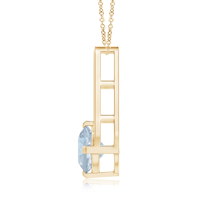 6mm A Flat Prong-Set Solitaire Aquamarine Triangular Pendant in Yellow Gold product image