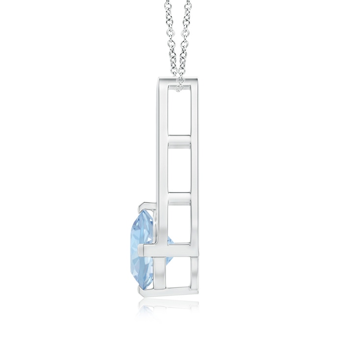 6mm AA Flat Prong-Set Solitaire Aquamarine Triangular Pendant in White Gold product image