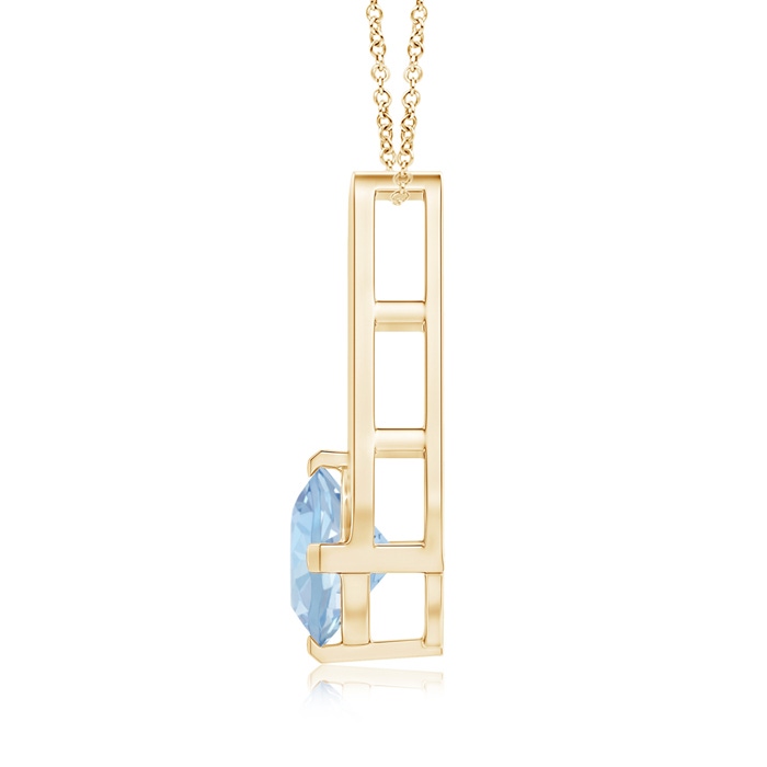 6mm AA Flat Prong-Set Solitaire Aquamarine Triangular Pendant in Yellow Gold product image