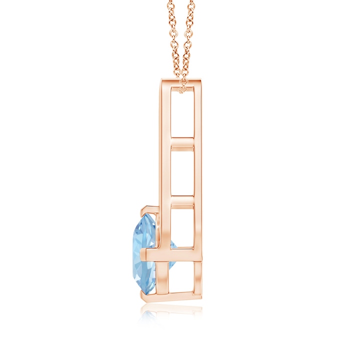 6mm AAA Flat Prong-Set Solitaire Aquamarine Triangular Pendant in Rose Gold product image