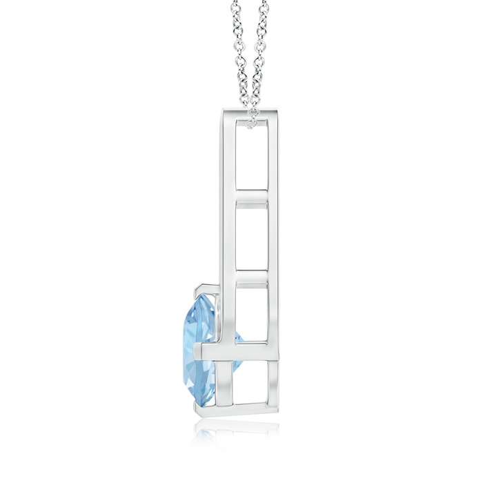 6mm AAA Flat Prong-Set Solitaire Aquamarine Triangular Pendant in White Gold Product Image