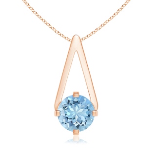 6mm AAAA Flat Prong-Set Solitaire Aquamarine Triangular Pendant in Rose Gold