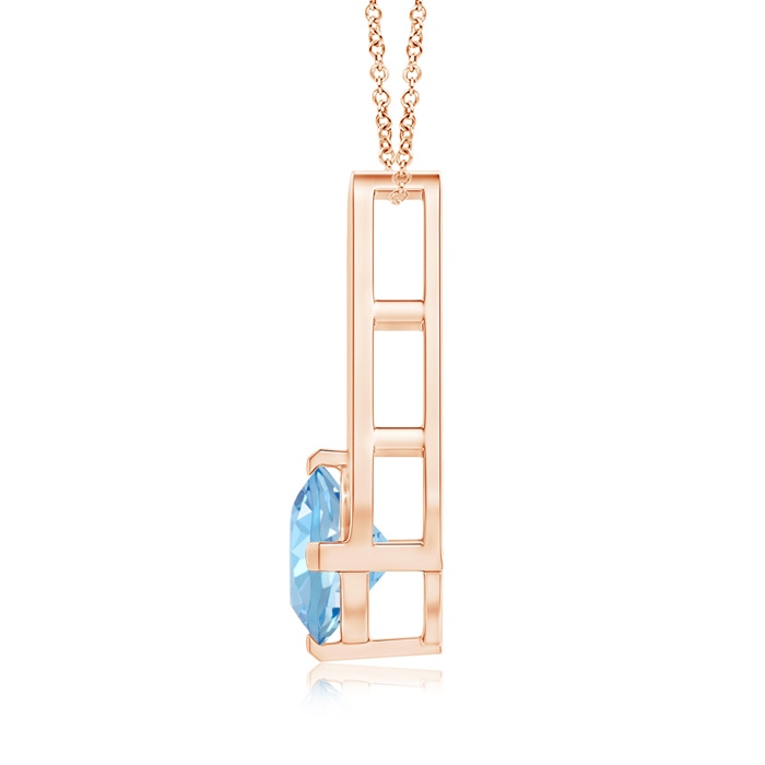6mm AAAA Flat Prong-Set Solitaire Aquamarine Triangular Pendant in Rose Gold product image