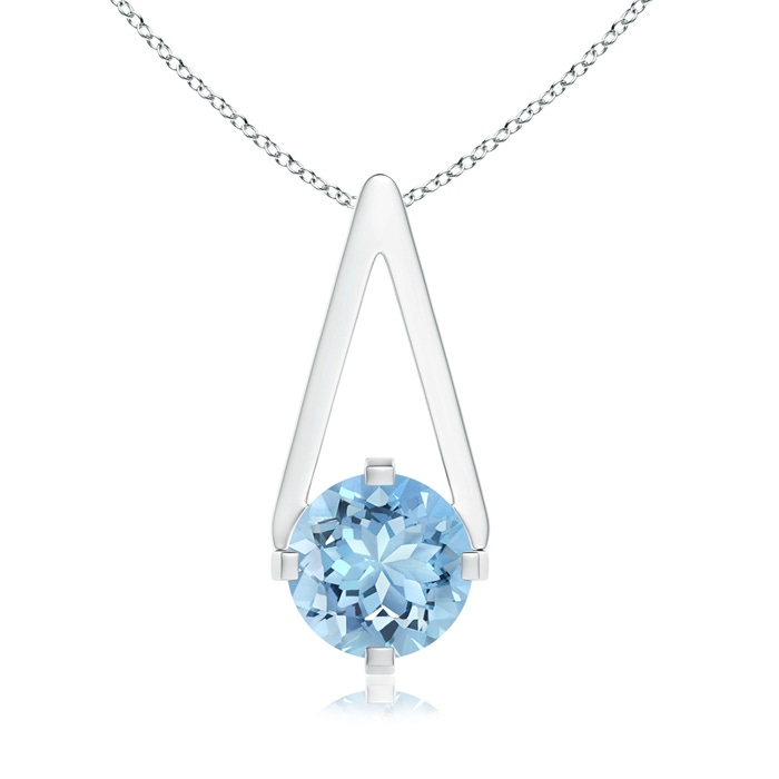 6mm AAAA Flat Prong-Set Solitaire Aquamarine Triangular Pendant in S999 Silver