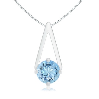 6mm AAAA Flat Prong-Set Solitaire Aquamarine Triangular Pendant in White Gold