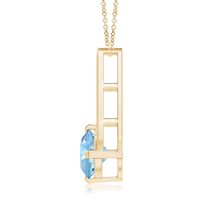 6mm AAAA Flat Prong-Set Solitaire Aquamarine Triangular Pendant in Yellow Gold product image
