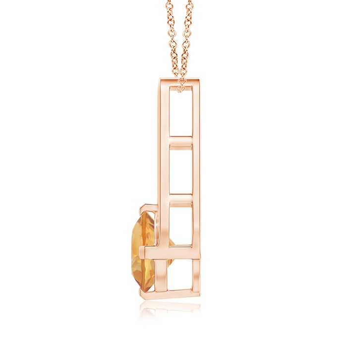 6mm A Flat Prong-Set Solitaire Citrine Triangular Pendant in Rose Gold product image