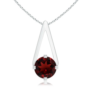 6mm AAA Flat Prong-Set Solitaire Garnet Triangular Pendant in White Gold