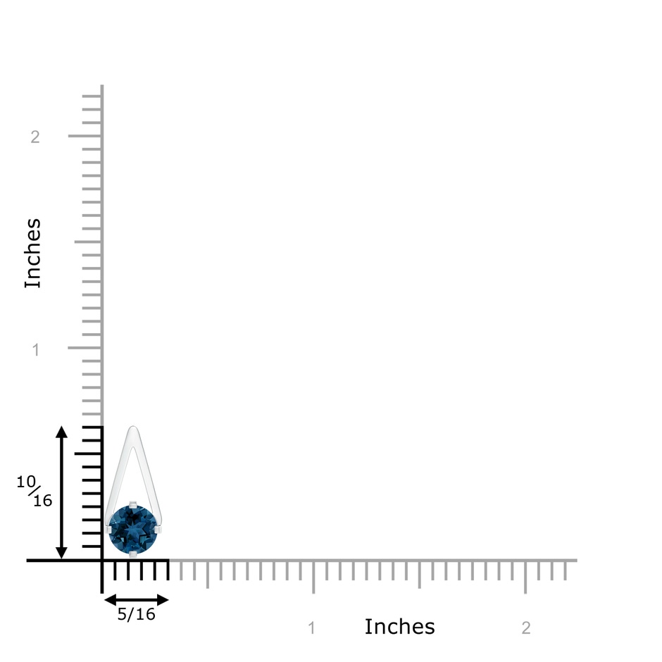 6mm AAA Flat Prong-Set Solitaire London Blue Topaz Triangular Pendant in S999 Silver product image