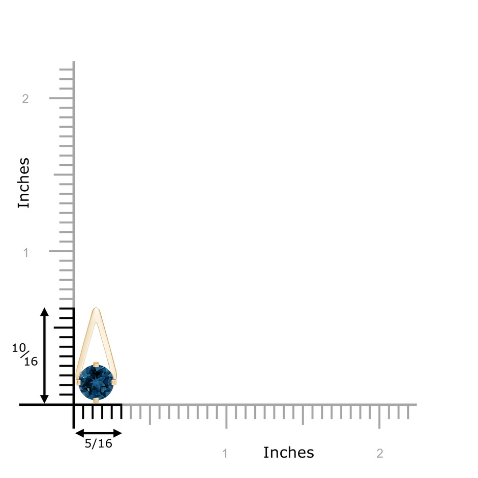 6mm AAA Flat Prong-Set Solitaire London Blue Topaz Triangular Pendant in Yellow Gold product image