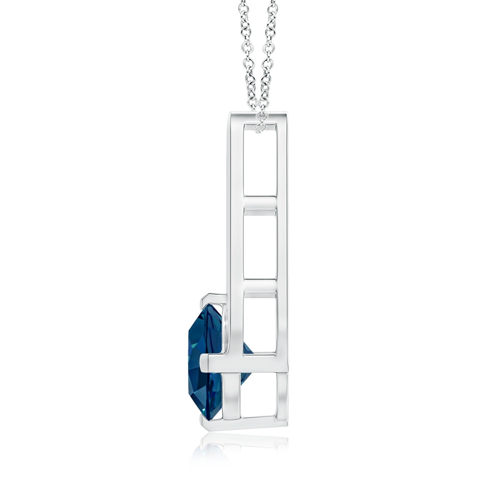 6mm AAAA Flat Prong-Set Solitaire London Blue Topaz Triangular Pendant in White Gold Product Image