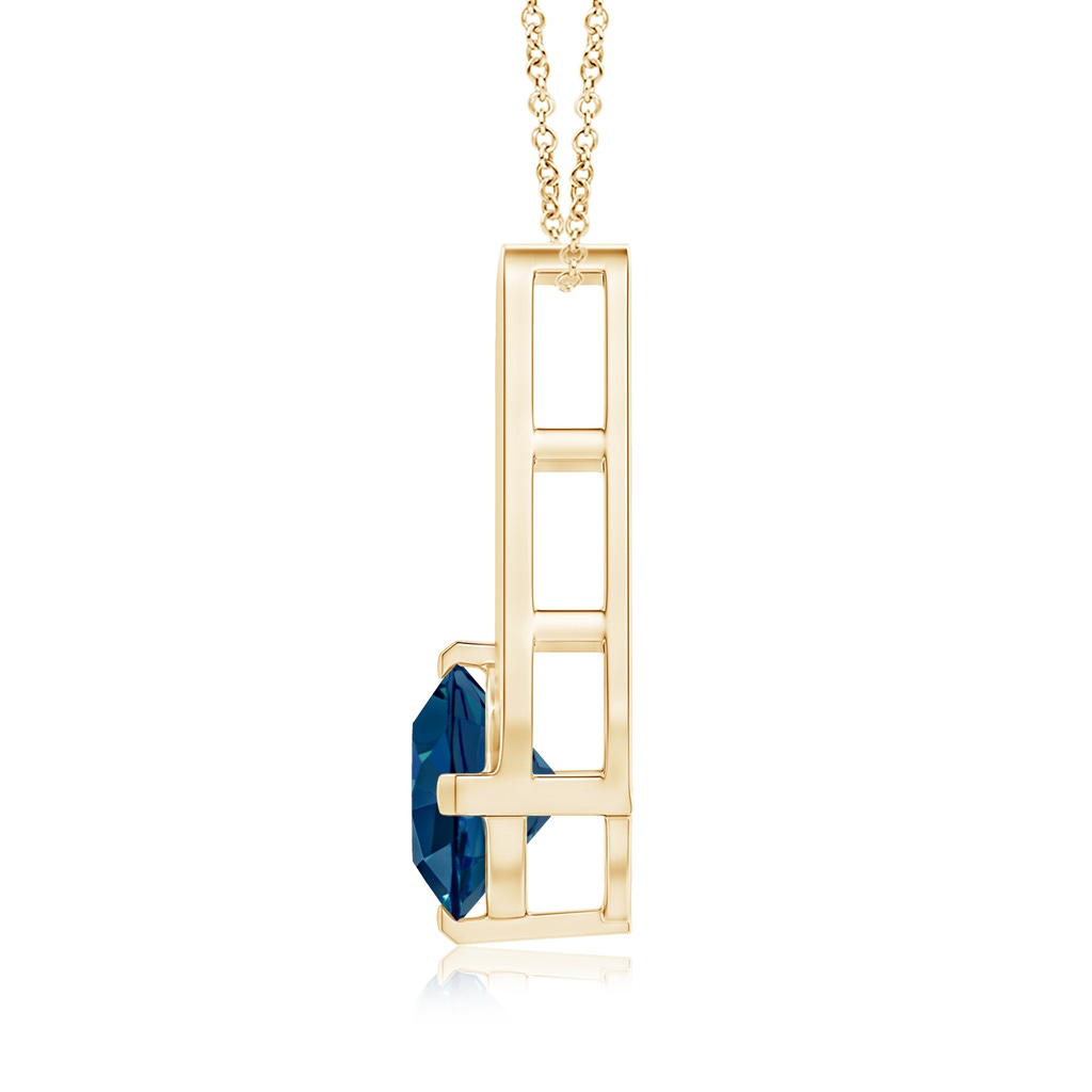 6mm AAAA Flat Prong-Set Solitaire London Blue Topaz Triangular Pendant in Yellow Gold Product Image