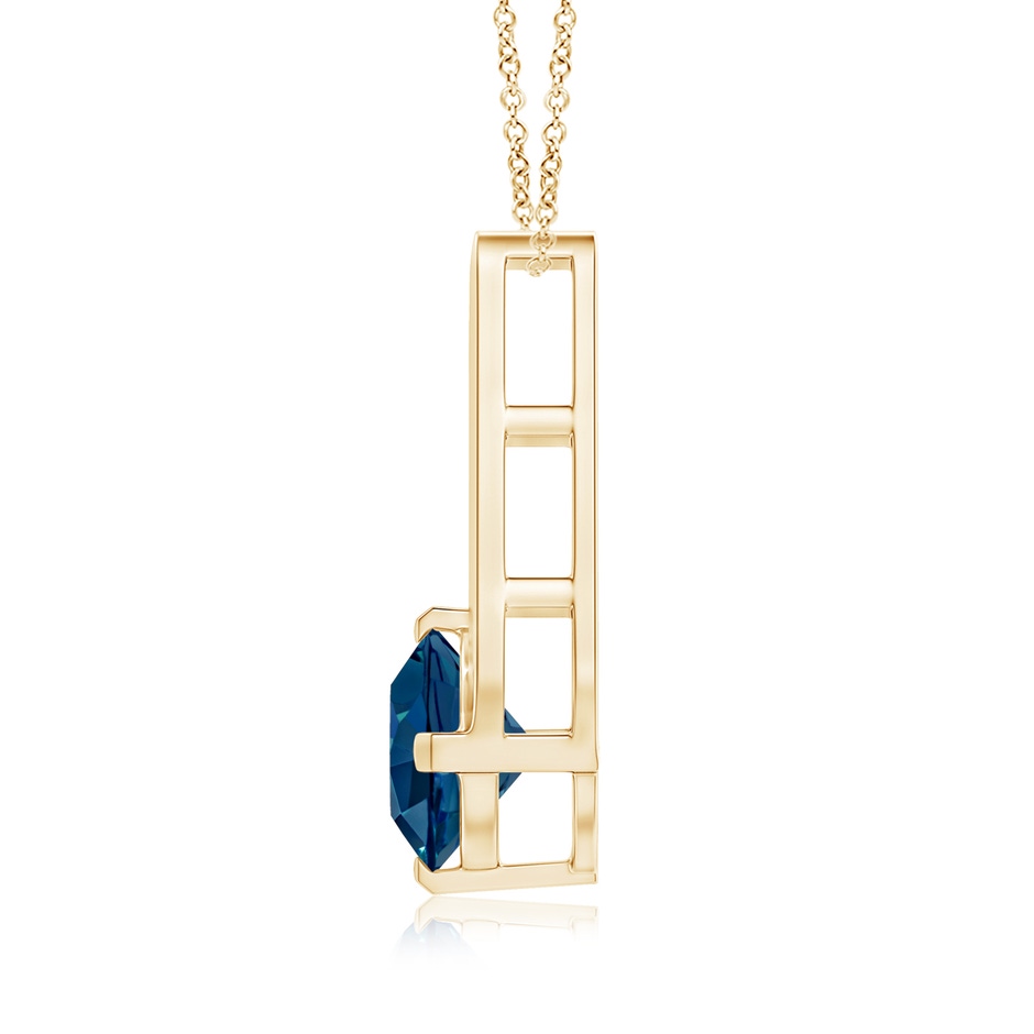 6mm AAAA Flat Prong-Set Solitaire London Blue Topaz Triangular Pendant in Yellow Gold product image