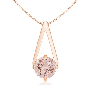 6mm AAA Flat Prong-Set Solitaire Morganite Triangular Pendant in Rose Gold