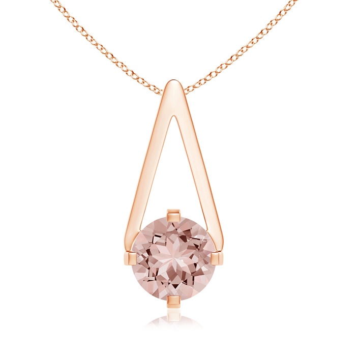 6mm AAAA Flat Prong-Set Solitaire Morganite Triangular Pendant in Rose Gold