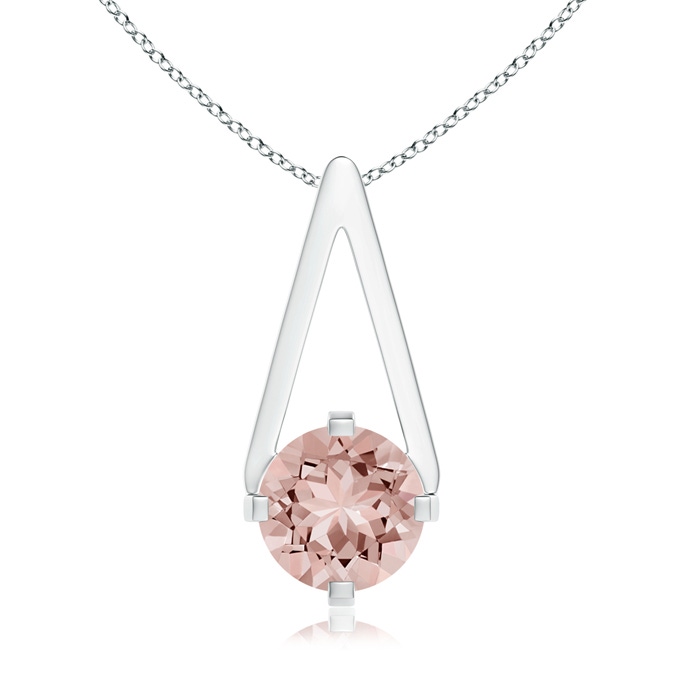 6mm AAAA Flat Prong-Set Solitaire Morganite Triangular Pendant in S999 Silver