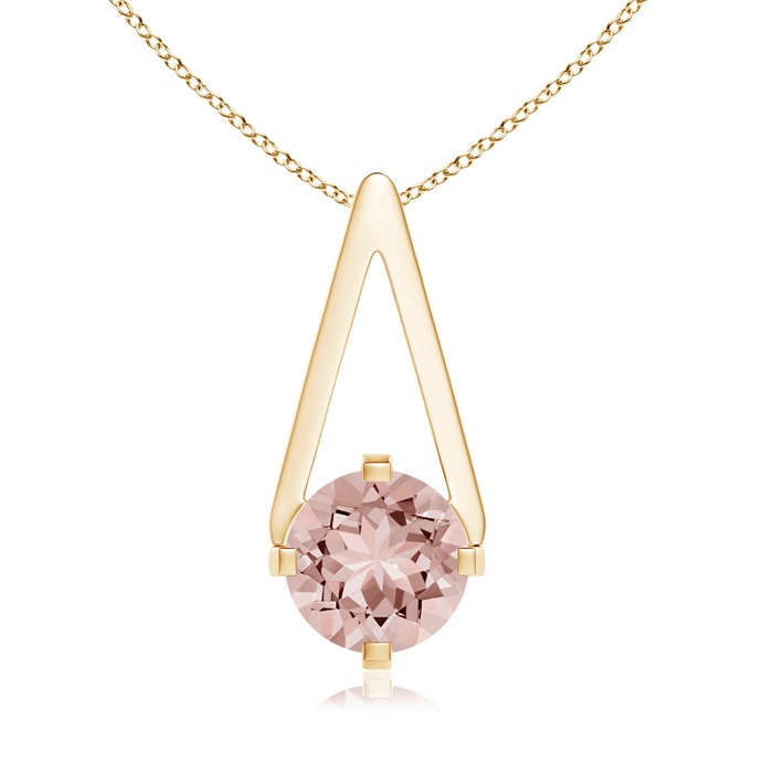 6mm AAAA Flat Prong-Set Solitaire Morganite Triangular Pendant in Yellow Gold