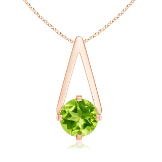 6mm AAA Flat Prong-Set Solitaire Peridot Triangular Pendant in Rose Gold